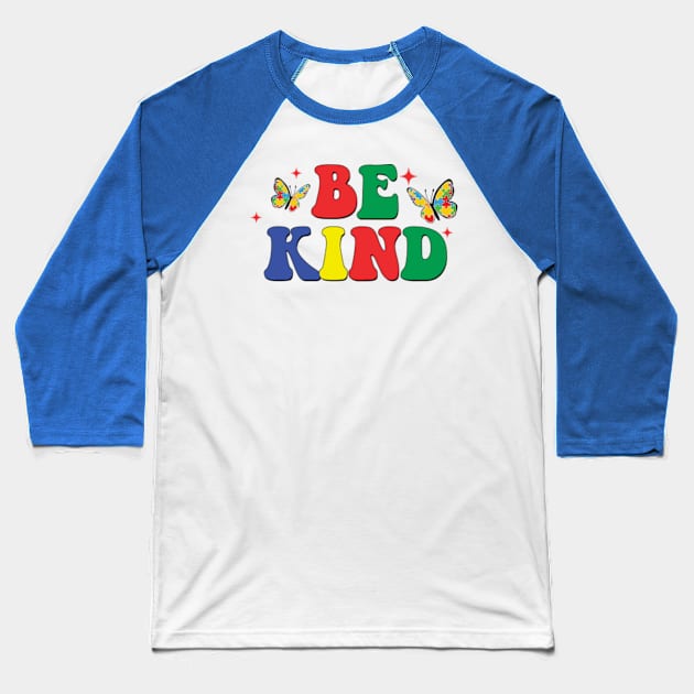 Be Kind Autism, Autism Puzzle, Autism Awareness, Blue Ribbon (2 Sided) Baseball T-Shirt by MichaelStores